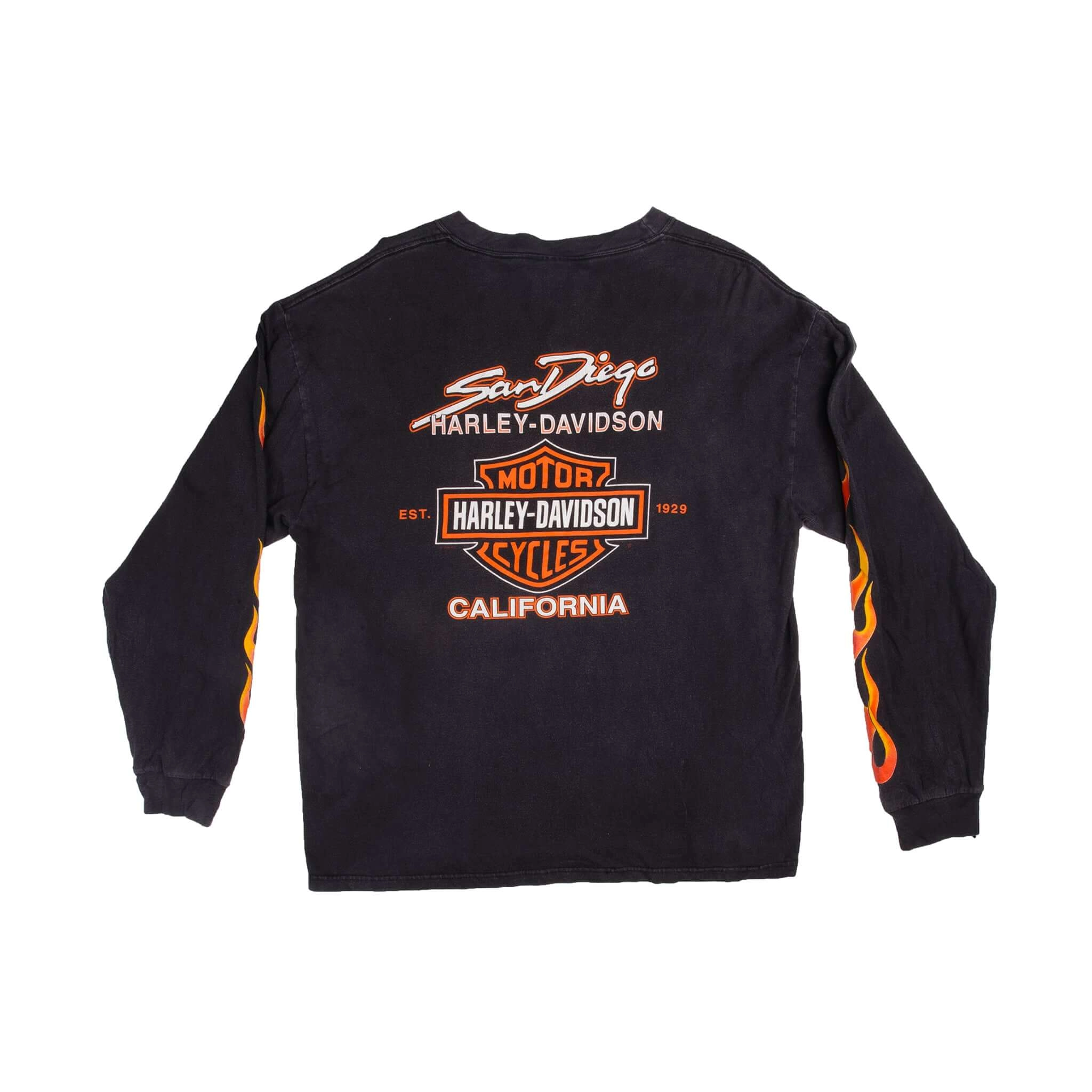 VINTAGE HARLEY DAVIDSON SAN DIEGO SAN DIEGO LONG SLEEVES TEE SHIRT 2001 SIZE LARGE MADE IN USA