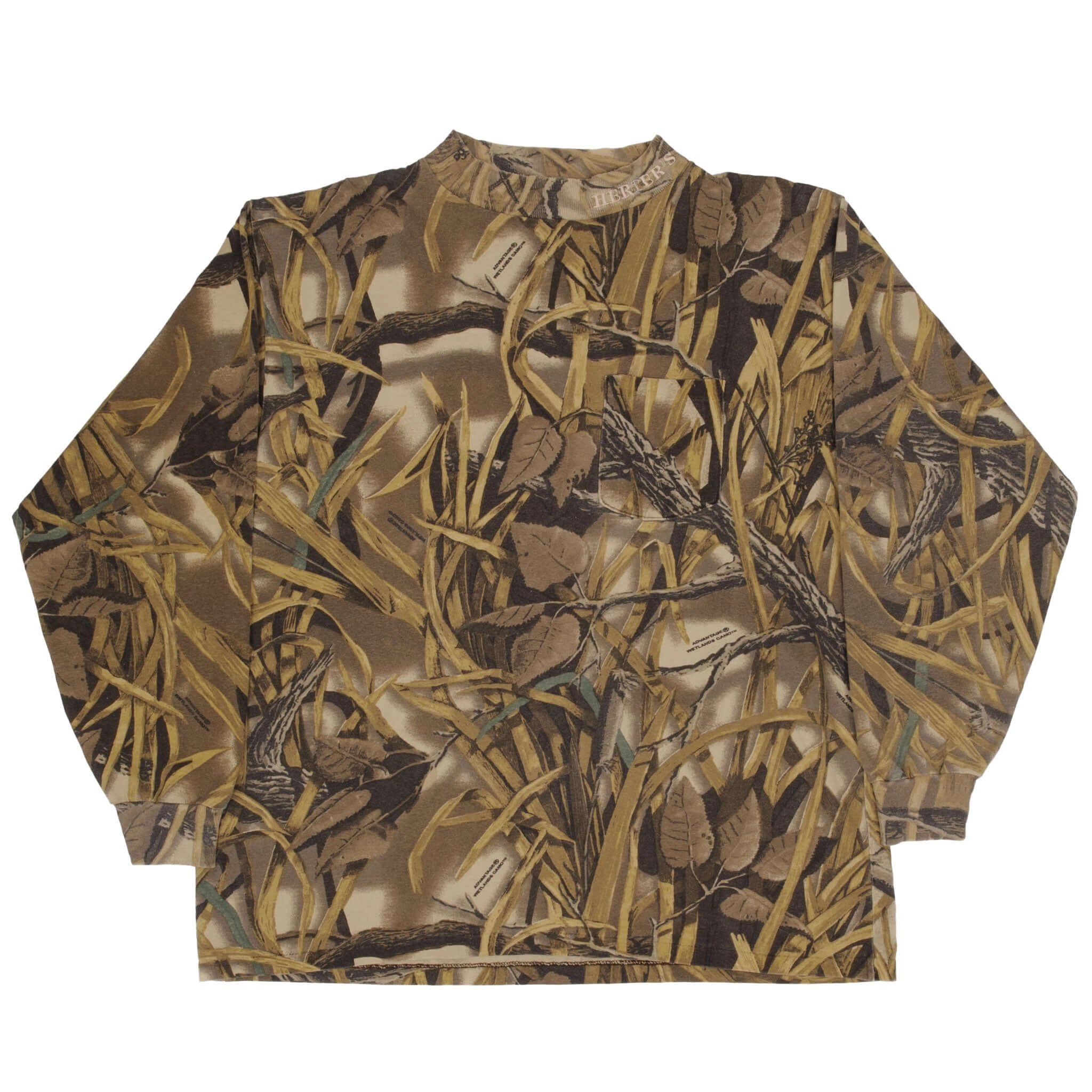 VINTAGE HUNTING ADVANTAGE WETLAND CAMO LONG SLEEVE TURTLE NECK TEE SHIRT SIZE XL