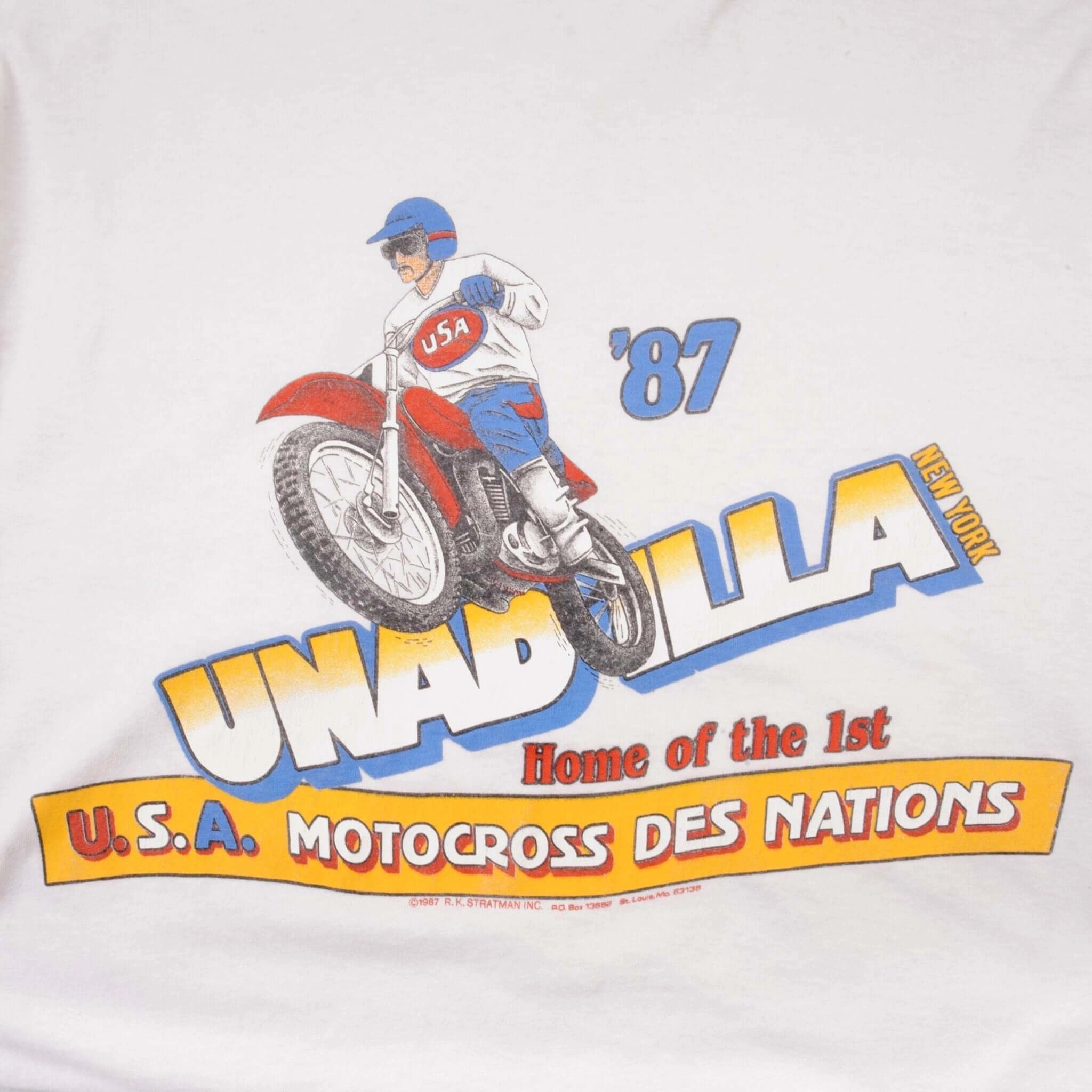 VINTAGE MOTOCROSS DES NATIONS UNADILLA LONG SLEEVE TEE SHIRT 1987 XL MADE USA