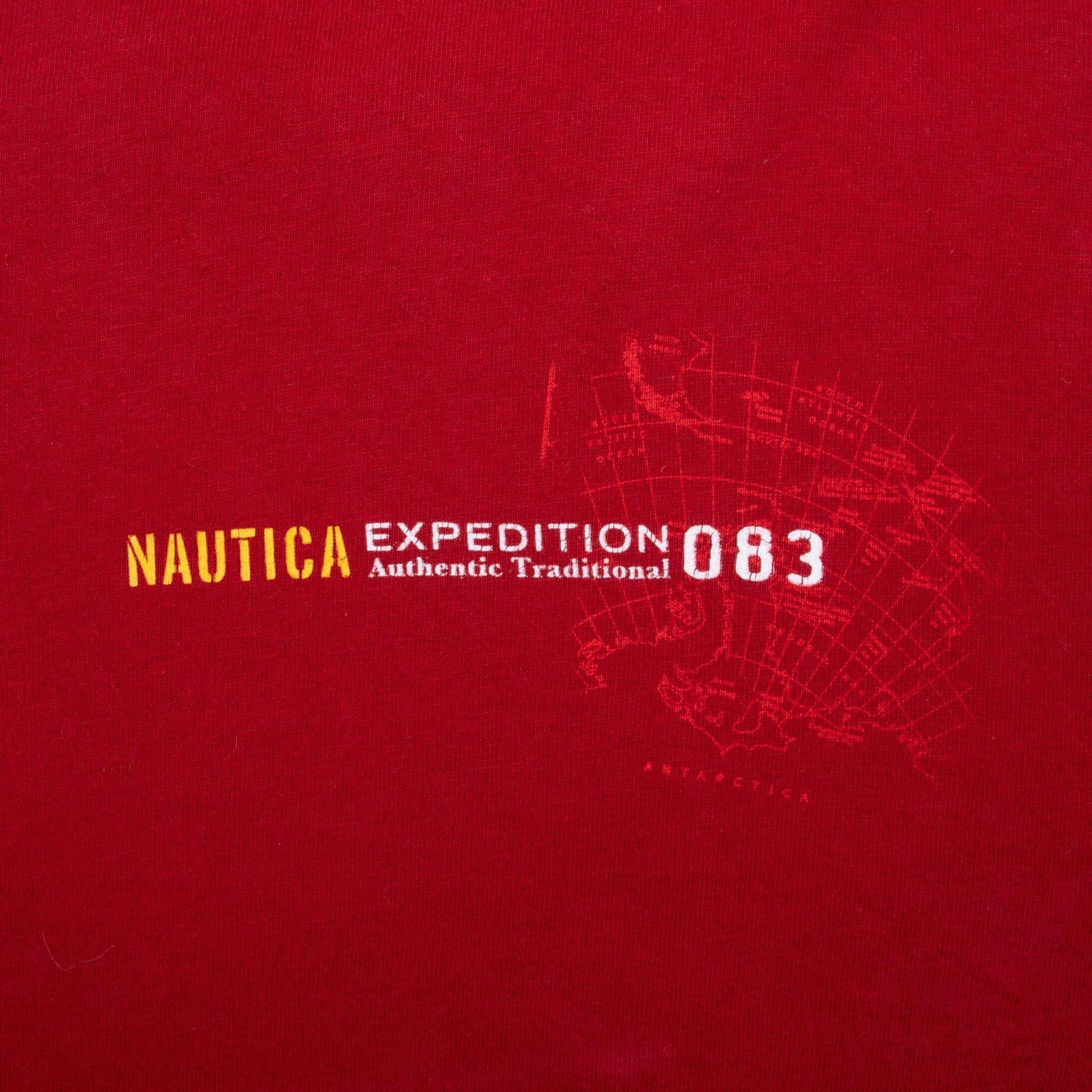 VINTAGE NAUTICA EXPEDITION ANTARCTICA RED LONG SLEEVE TEE SHIRT 2000S XL