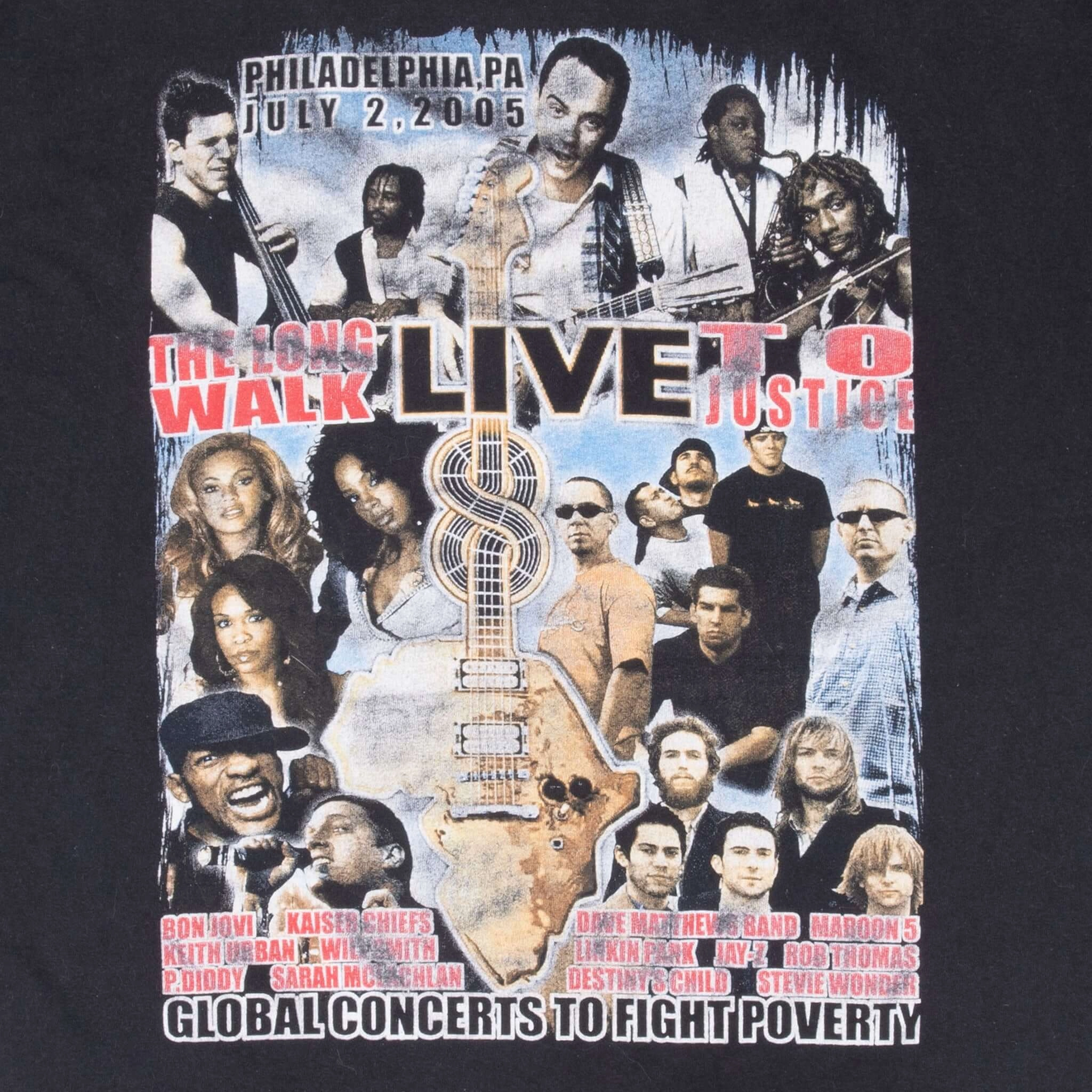 VINTAGE THE LONG WALK TO JUSTICE LIVE 2005 BLACK TEE SHIRT LARGE