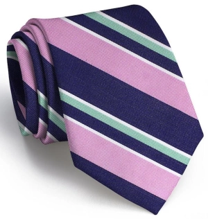 Wayfair Stripe: Boys Tie - Navy/Pink