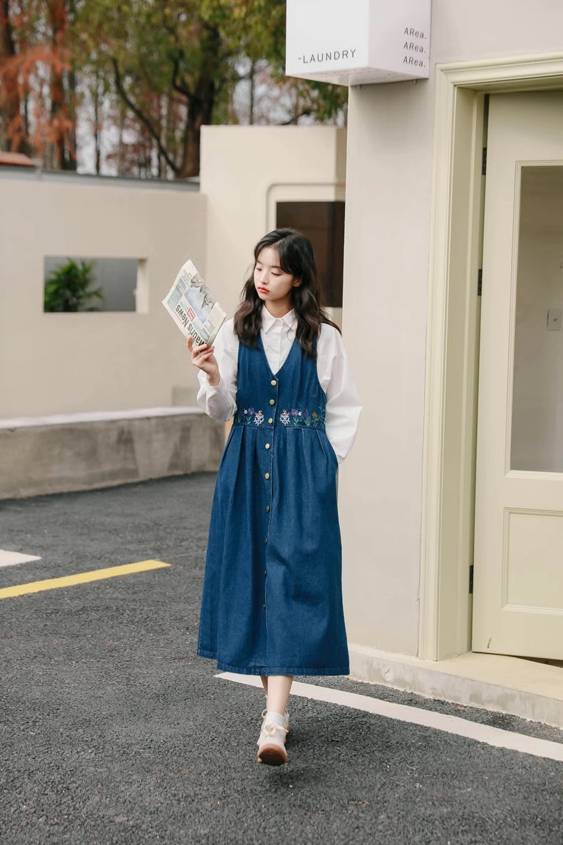 Wild Garden Button Pinafore Dress (3 Colors)