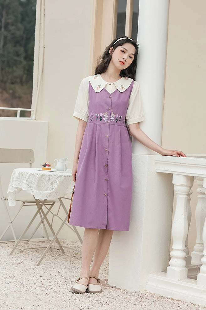 Wild Garden Button Pinafore Dress (3 Colors)