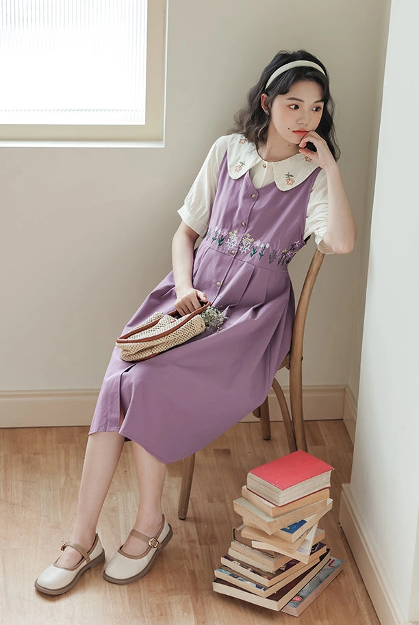 Wild Garden Button Pinafore Dress (3 Colors)