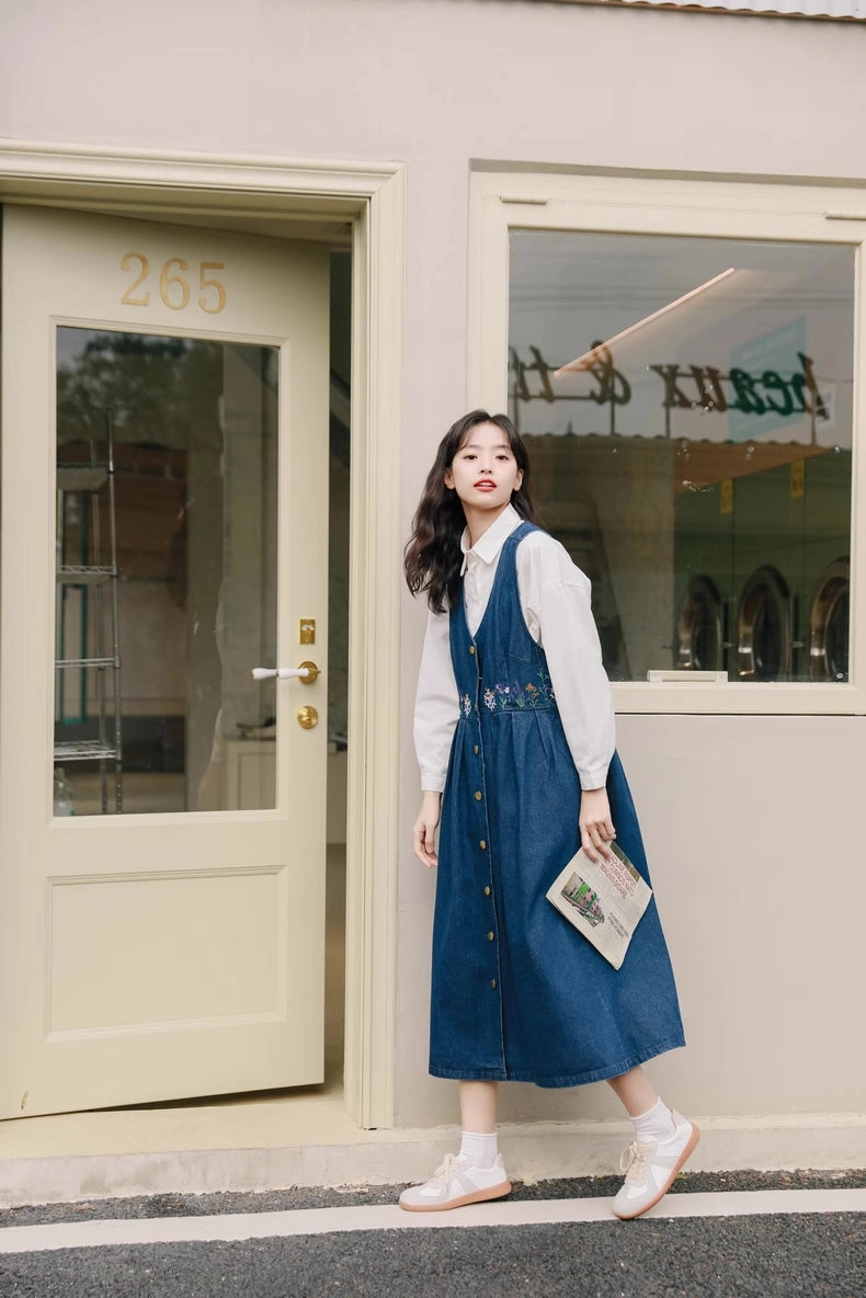 Wild Garden Button Pinafore Dress (3 Colors)