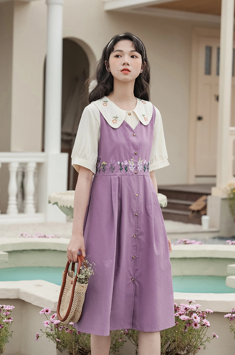 Wild Garden Button Pinafore Dress (3 Colors)