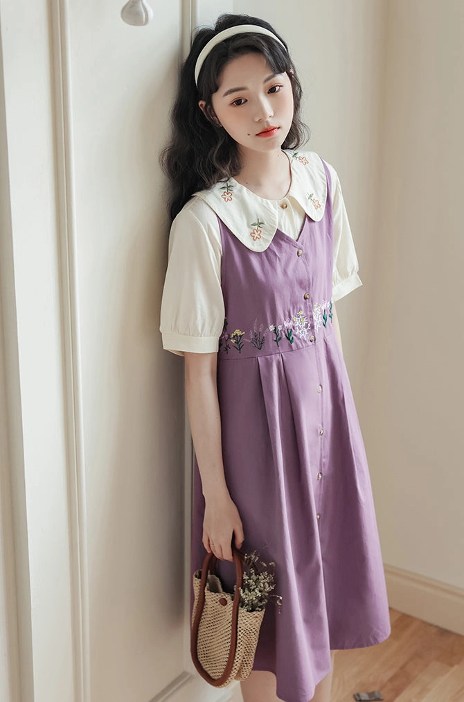 Wild Garden Button Pinafore Dress (3 Colors)