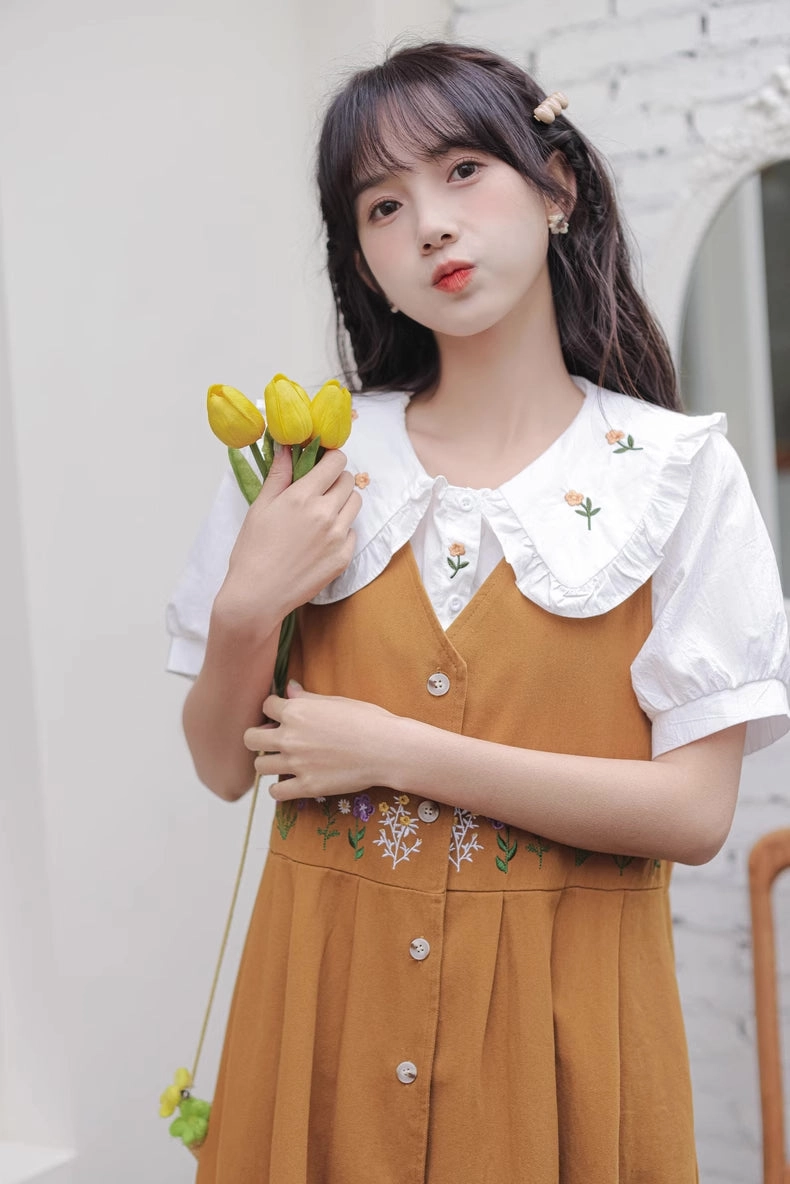 Wild Garden Button Pinafore Dress (3 Colors)