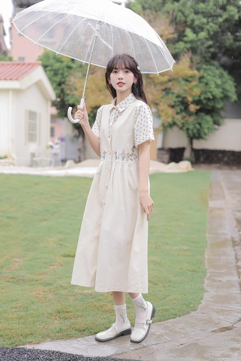 Wild Garden Button Pinafore Dress (3 Colors)