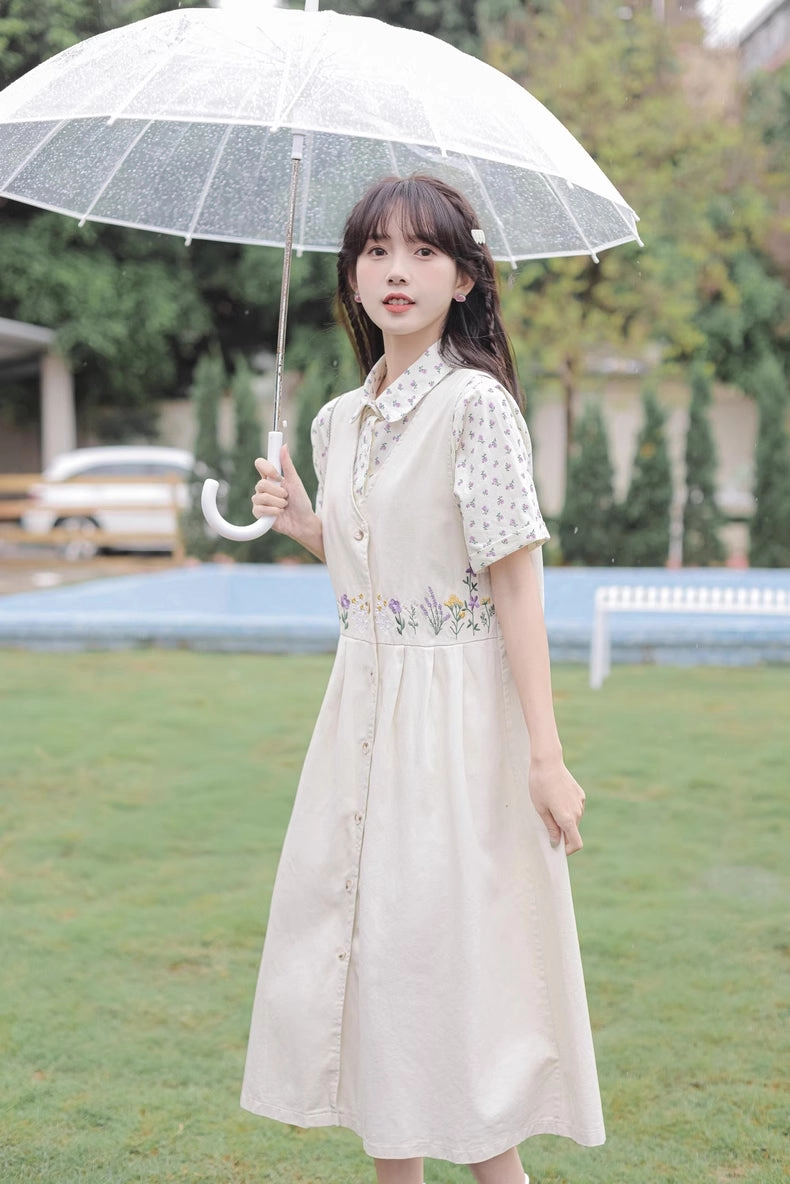 Wild Garden Button Pinafore Dress (3 Colors)