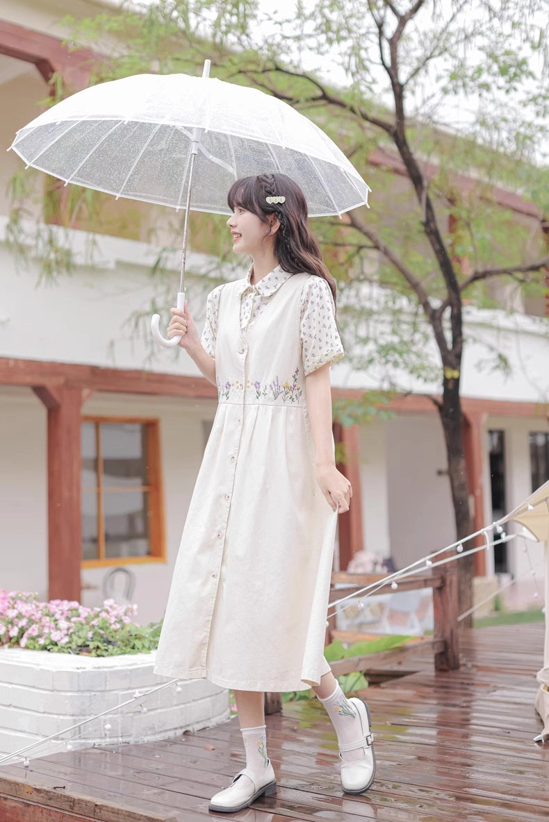 Wild Garden Button Pinafore Dress (3 Colors)