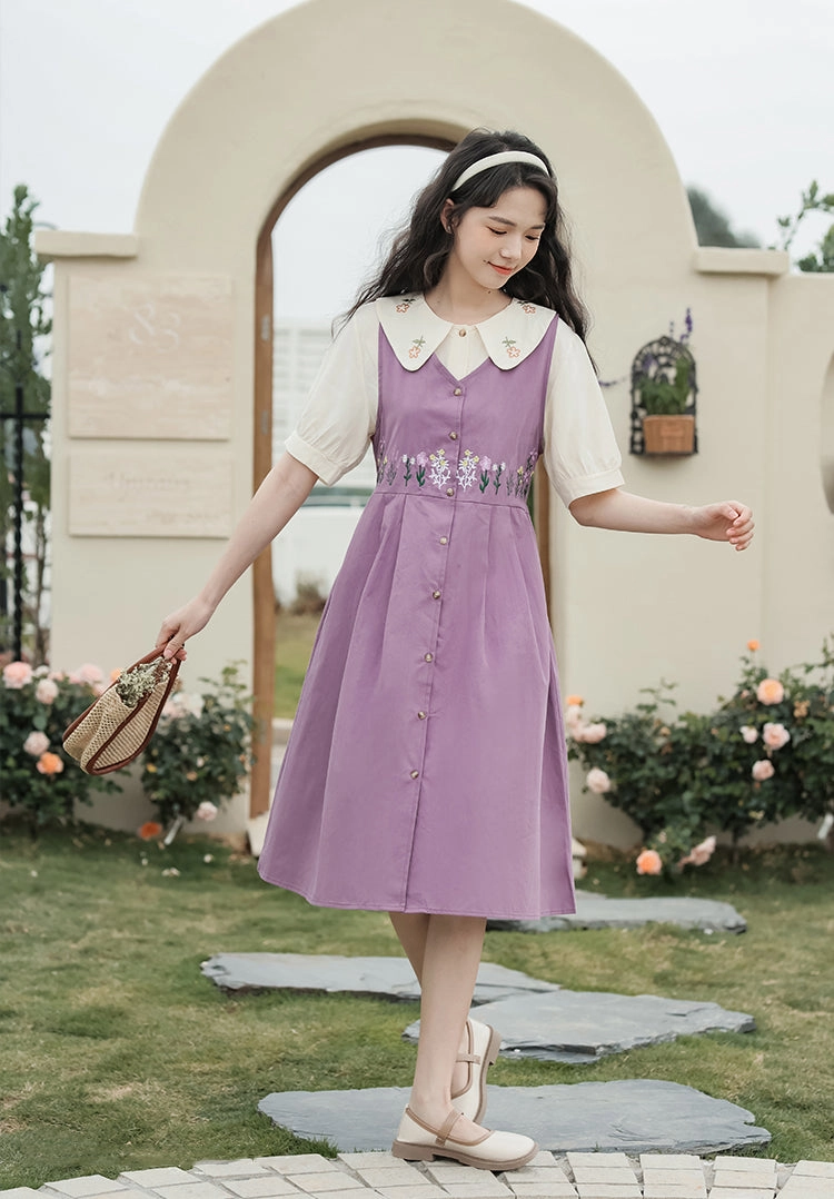 Wild Garden Button Pinafore Dress (3 Colors)