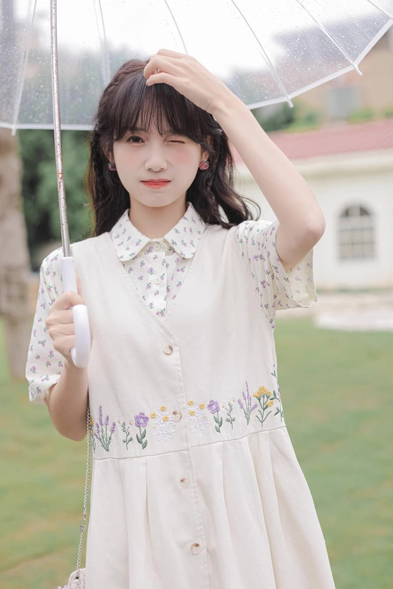 Wild Garden Button Pinafore Dress (3 Colors)