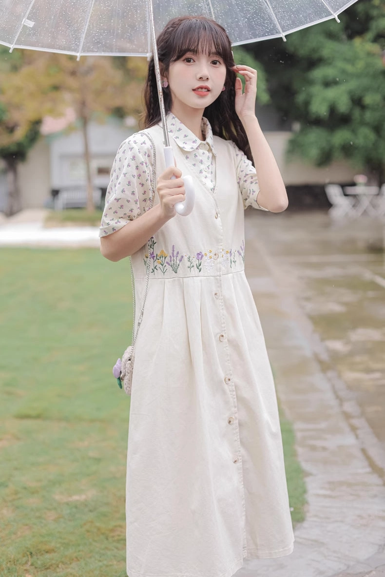 Wild Garden Button Pinafore Dress (3 Colors)