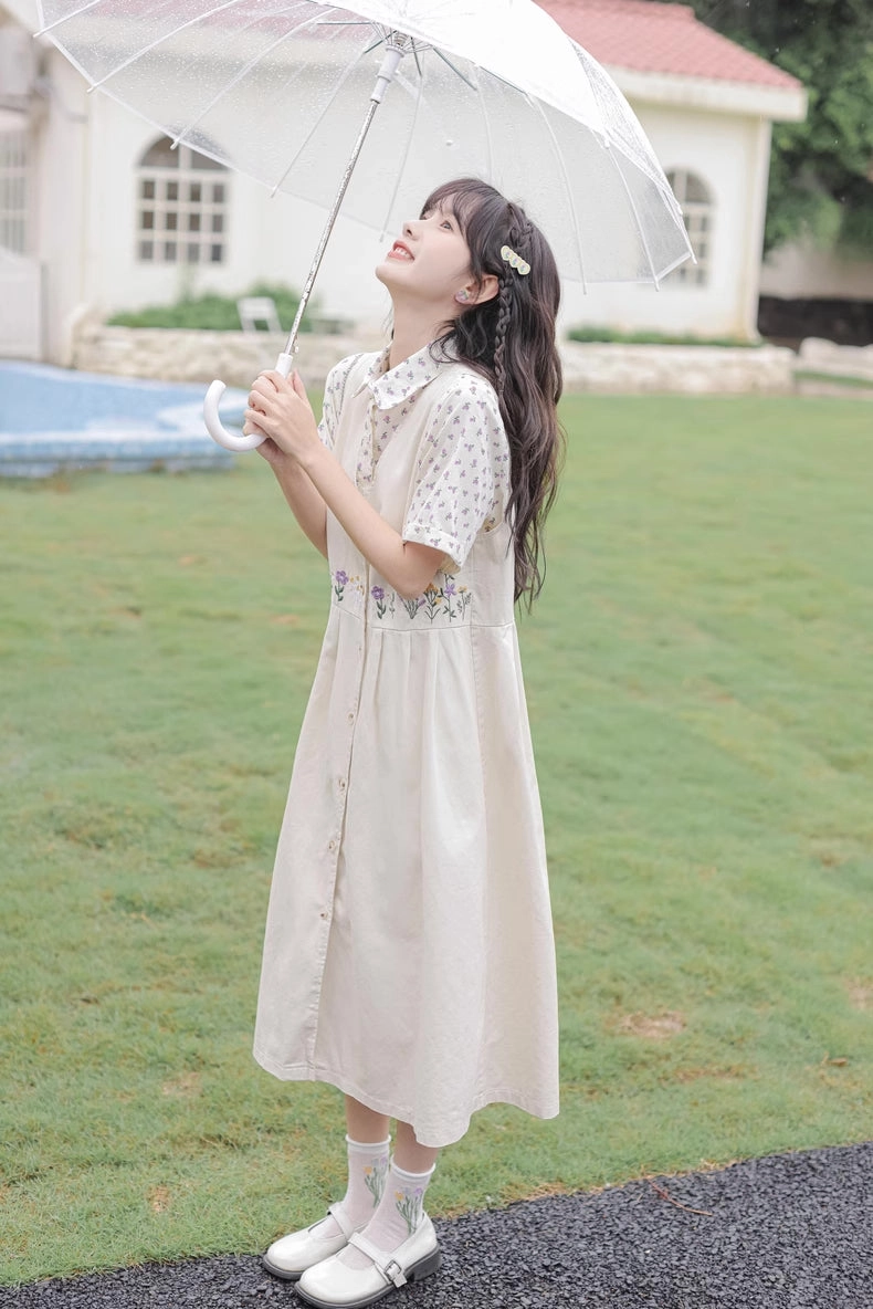 Wild Garden Button Pinafore Dress (3 Colors)