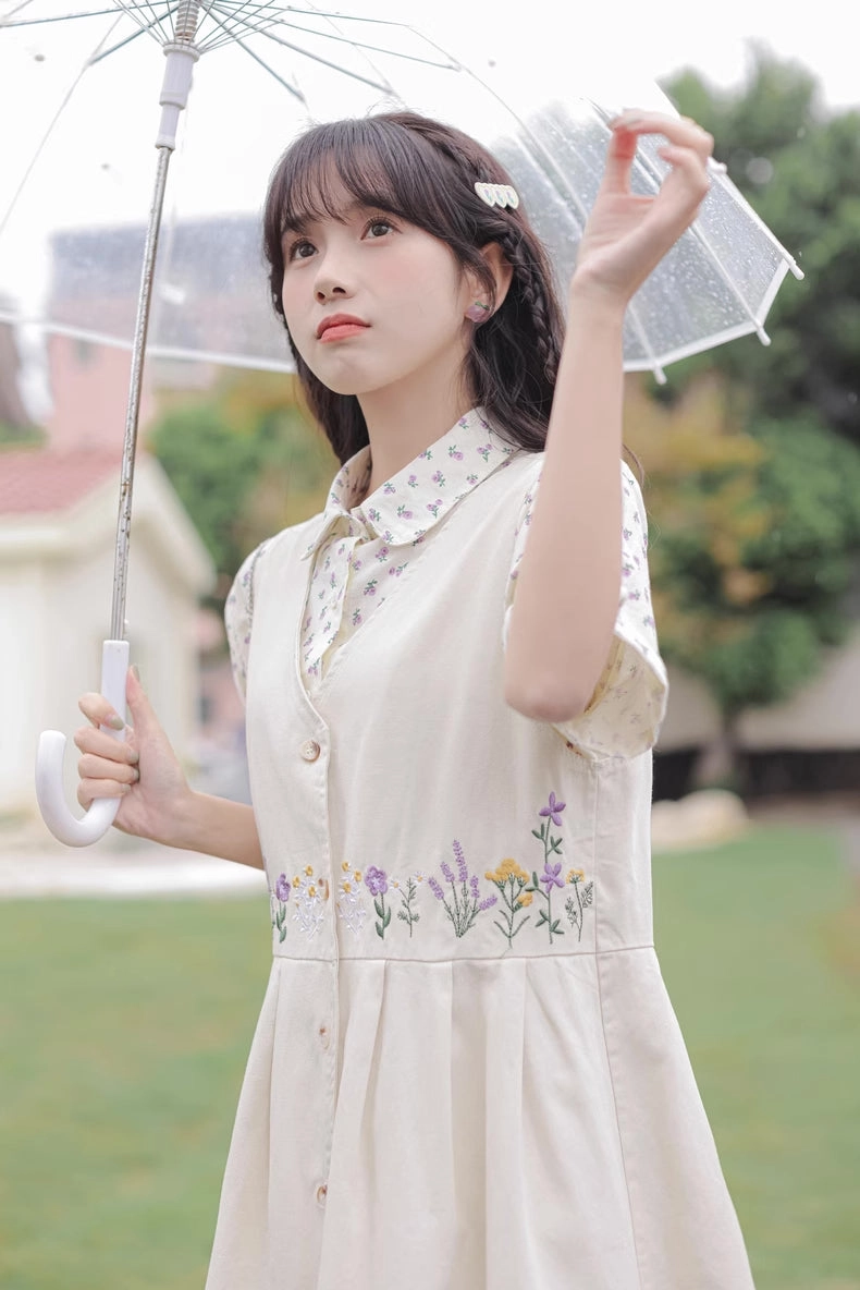 Wild Garden Button Pinafore Dress (3 Colors)
