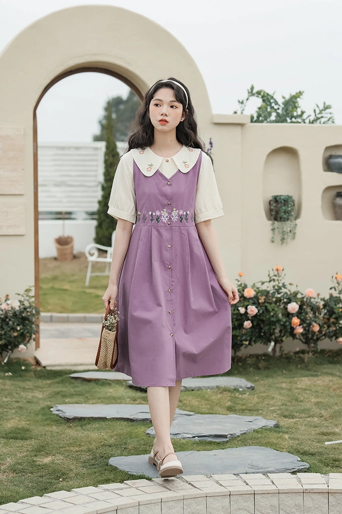 Wild Garden Button Pinafore Dress (3 Colors)