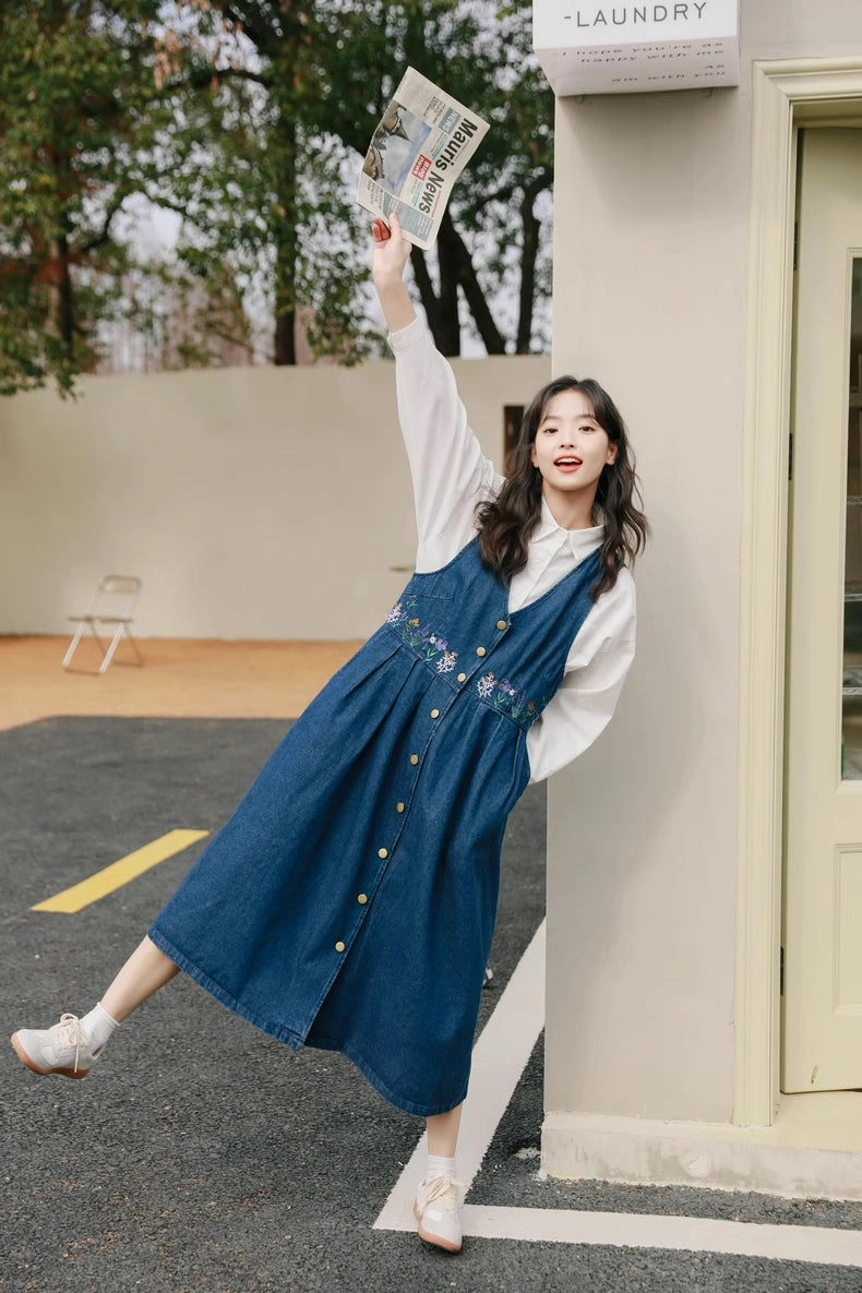 Wild Garden Button Pinafore Dress (3 Colors)