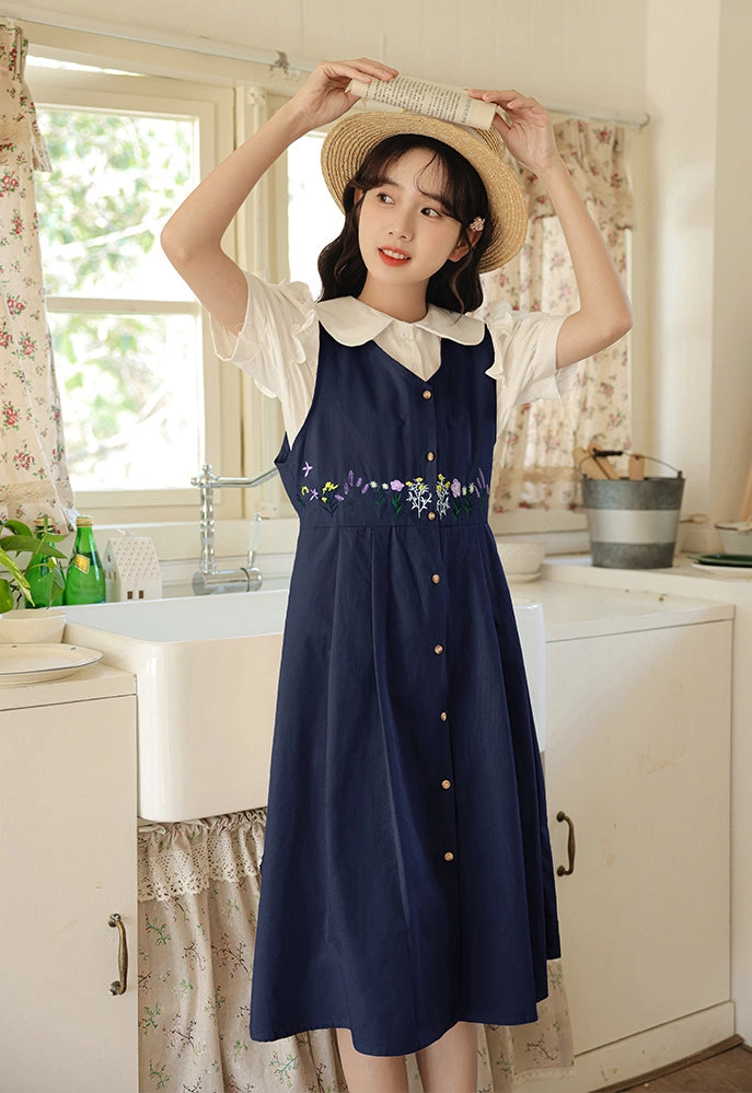 Wild Garden Button Pinafore Dress (3 Colors)