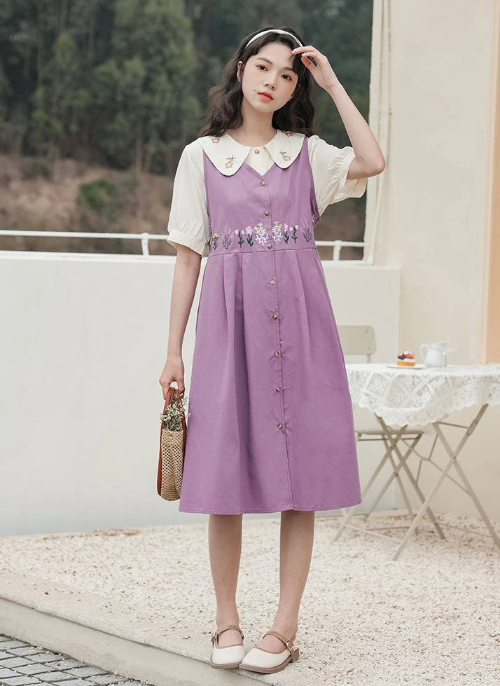 Wild Garden Button Pinafore Dress (3 Colors)