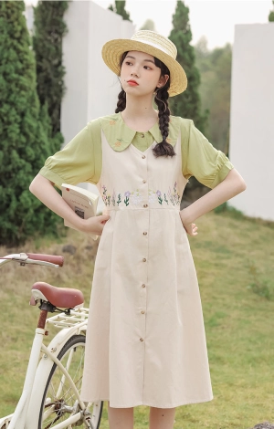 Wild Garden Button Pinafore Dress (3 Colors)