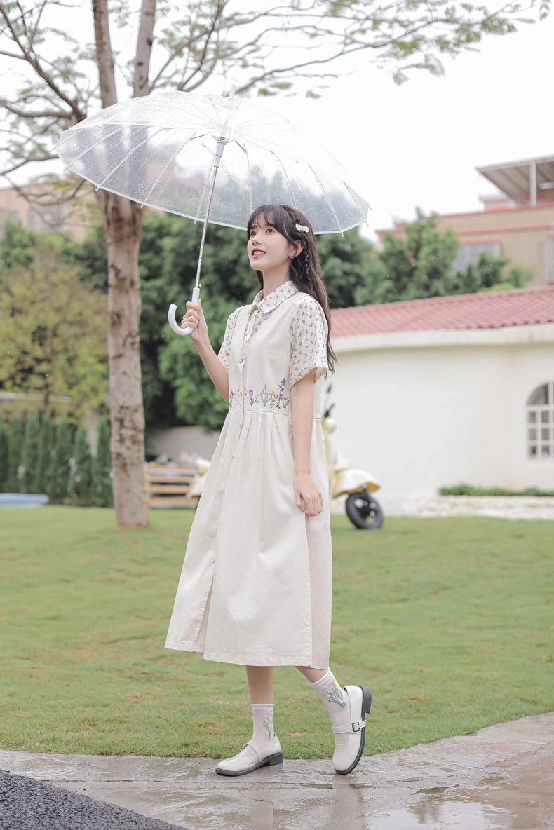 Wild Garden Button Pinafore Dress (3 Colors)