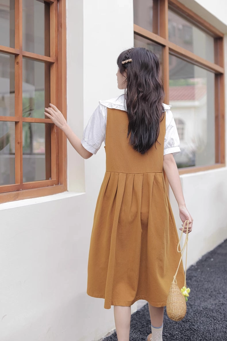 Wild Garden Button Pinafore Dress (3 Colors)