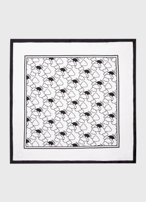 Women's Silk Scarf in Ecru Mini Archive Print