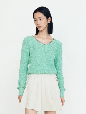 Wool Blend Chain Knot Pullover