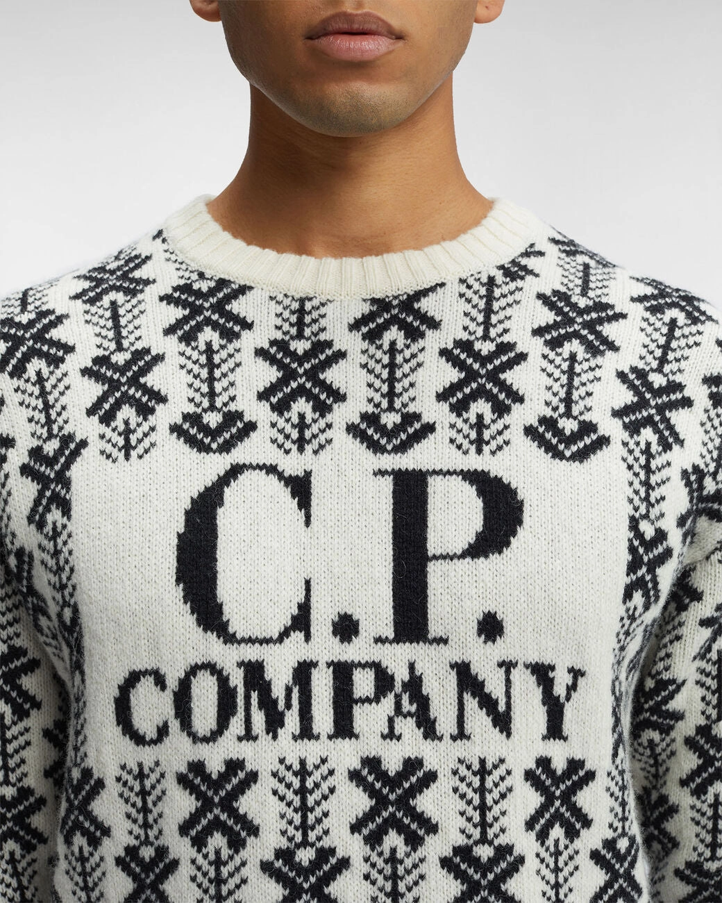 Wool Jacquard Logo Knit Var.01 - White