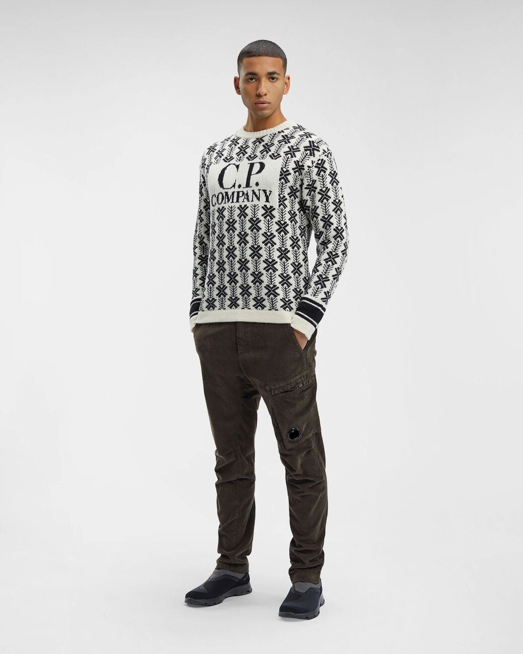 Wool Jacquard Logo Knit Var.01 - White