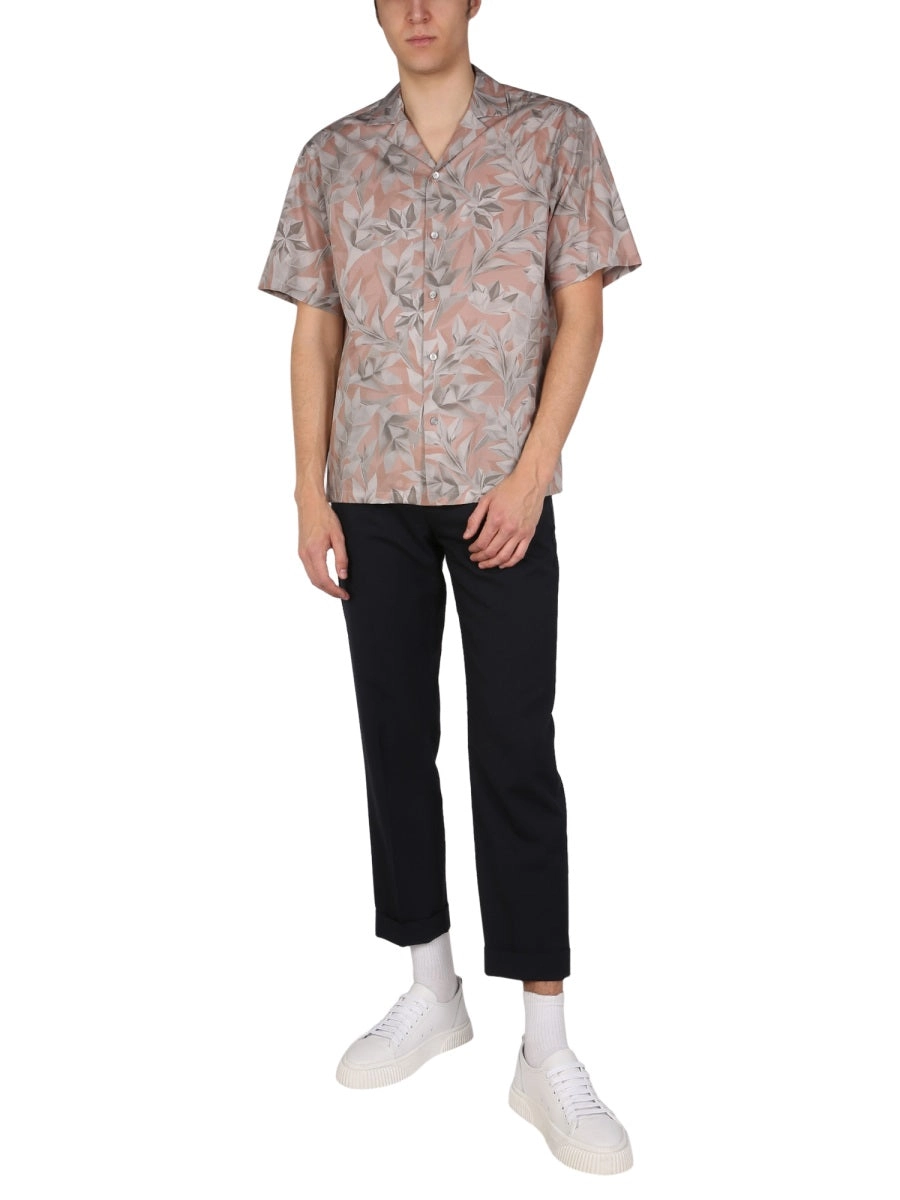 Z Zegna Leaf Printed Short-Sleeved Shirt